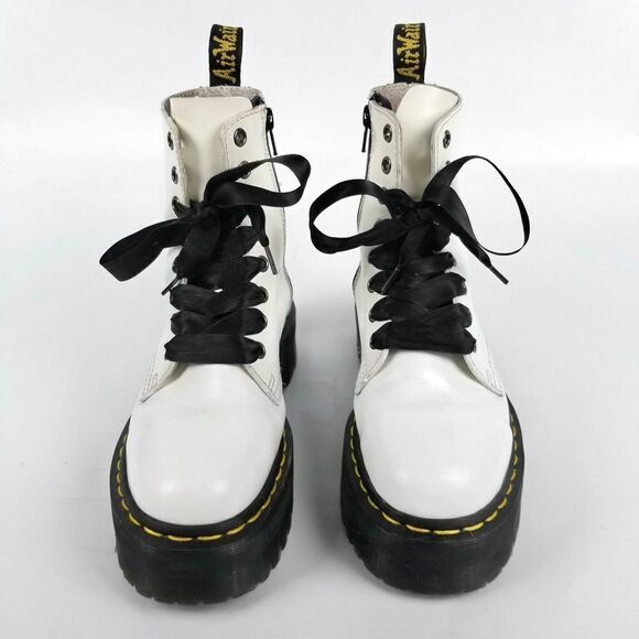 Dr. Martens Jadon Ribbon Dolls Kill White Leather Platform Combat Boots 5 Grunge - Picture 4 of 8